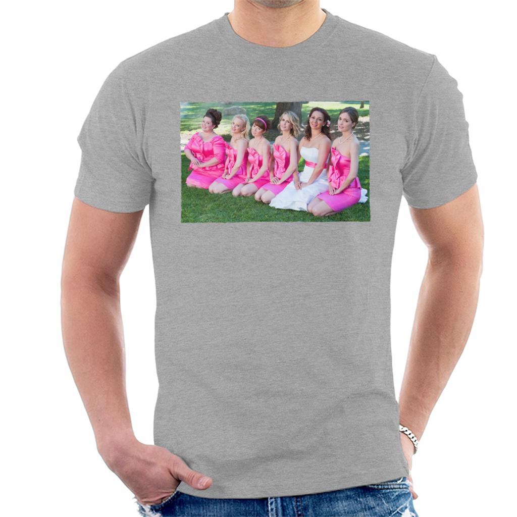 Bridesmaids Bridal Party Photo Kneeling On Lawn Men's T-Shirt-ALL + EVERY