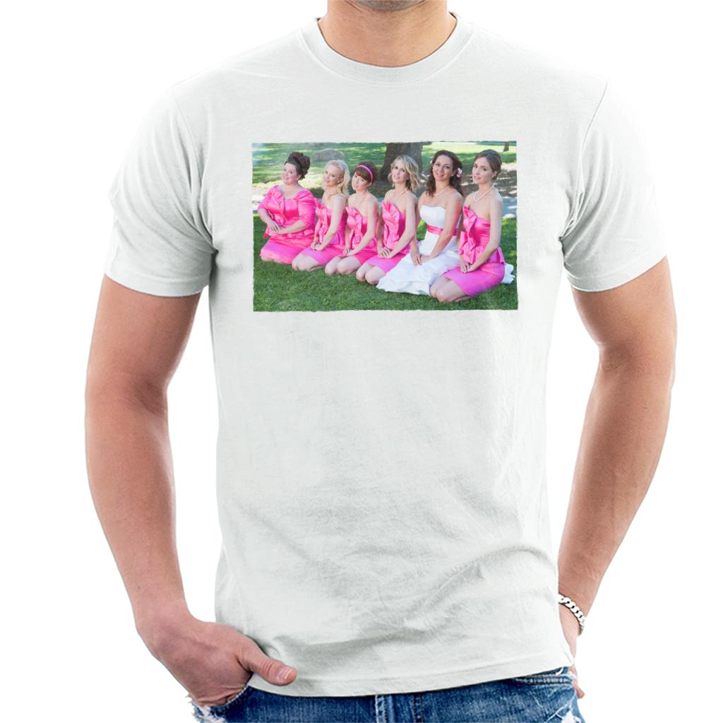 Bridesmaids Bridal Party Photo Kneeling On Lawn Men's T-Shirt-ALL + EVERY