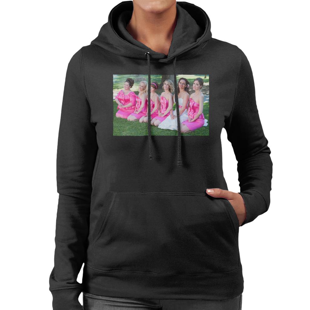 Bridesmaids Bridal Party Photo Kneeling On Lawn Women's Hooded Sweatshirt-ALL + EVERY