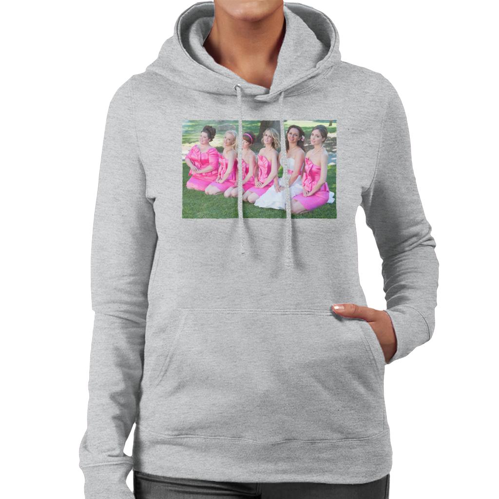 Bridesmaids Bridal Party Photo Kneeling On Lawn Women's Hooded Sweatshirt-ALL + EVERY
