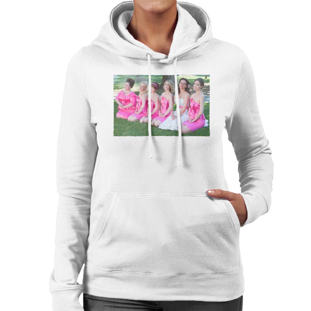 Bridesmaids Bridal Party Photo Kneeling On Lawn Women's Hooded Sweatshirt-ALL + EVERY