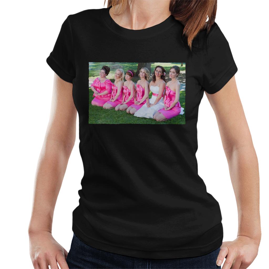 Bridesmaids Bridal Party Photo Kneeling On Lawn Women's T-Shirt-ALL + EVERY