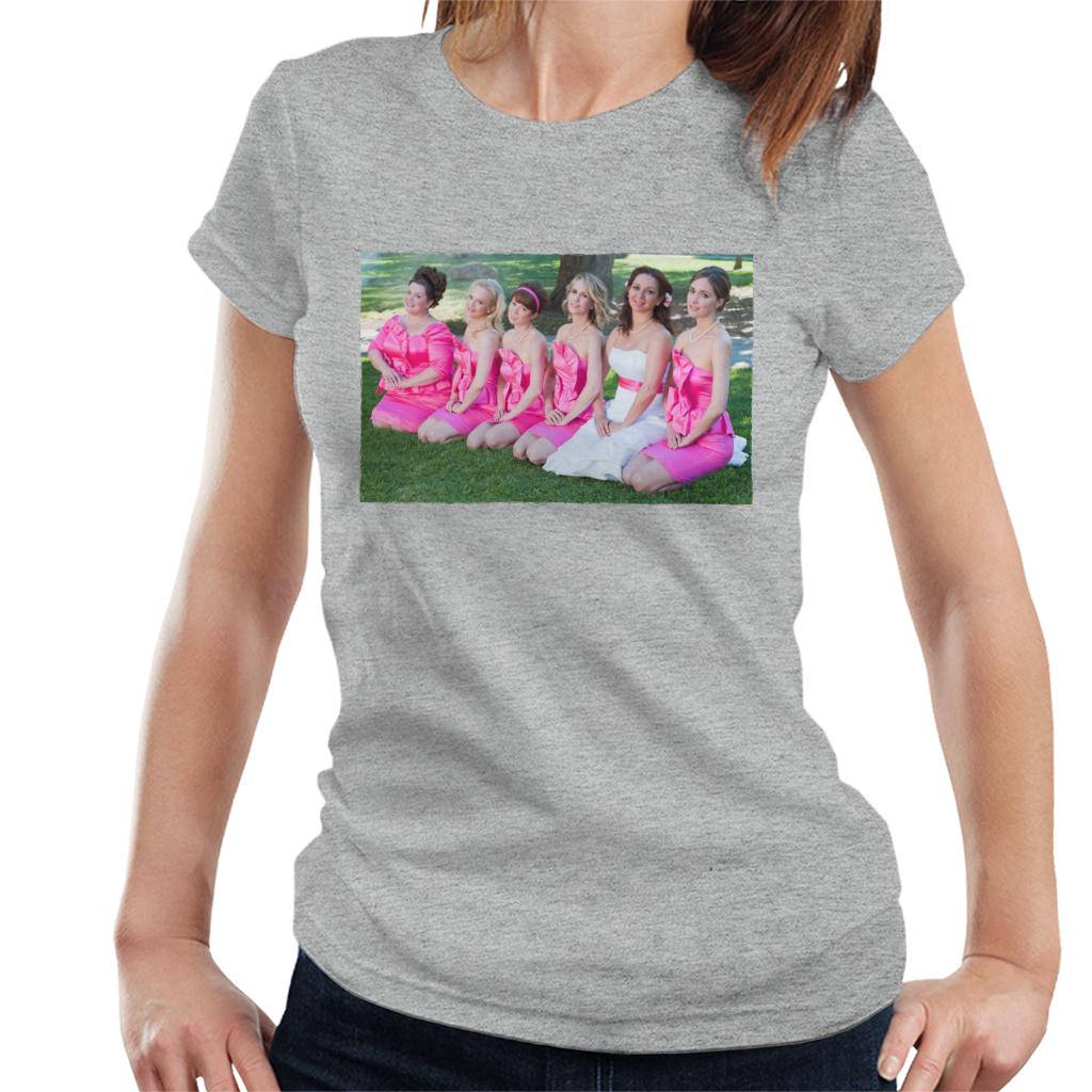 Bridesmaids Bridal Party Photo Kneeling On Lawn Women's T-Shirt-ALL + EVERY