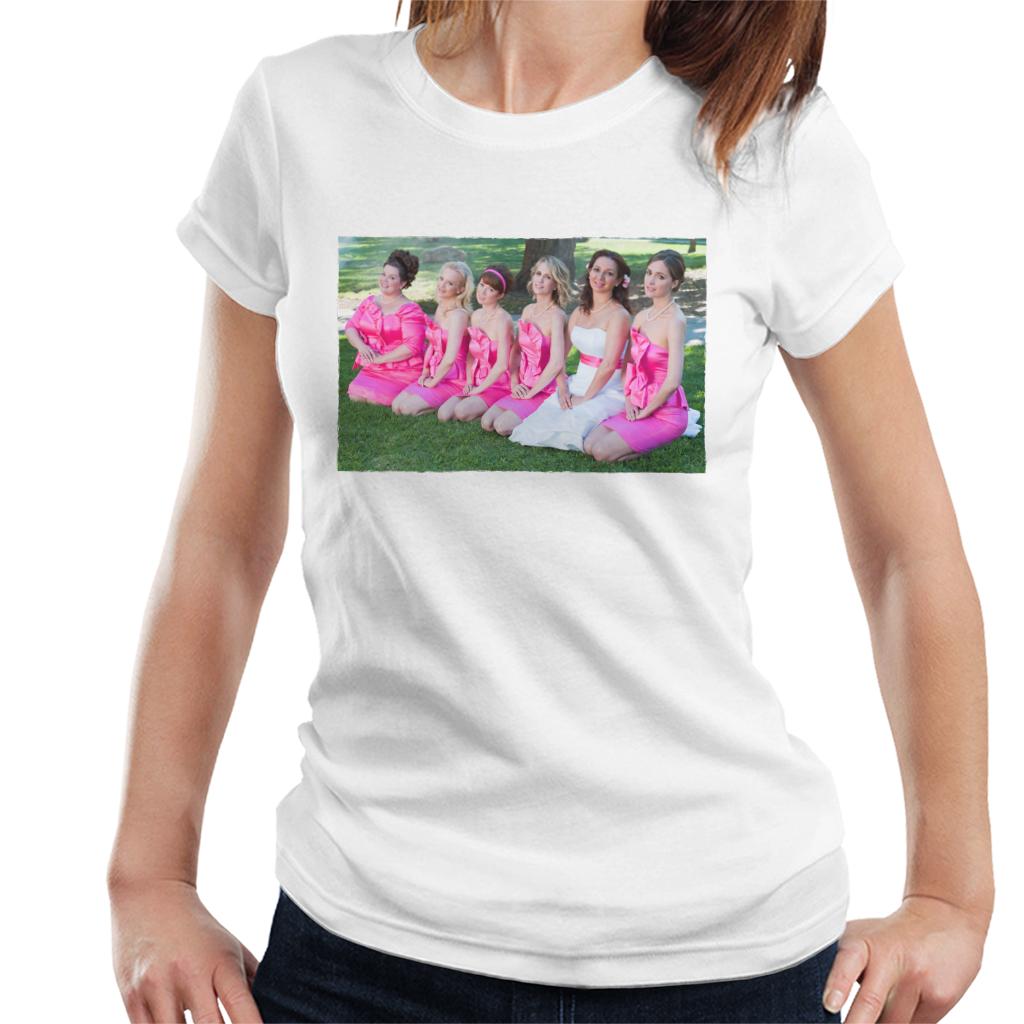 Bridesmaids Bridal Party Photo Kneeling On Lawn Women's T-Shirt-ALL + EVERY