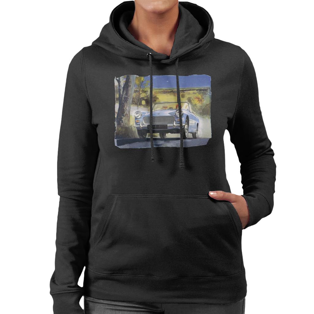 Austin Healey Countryside Background British Motor Heritage Women's Hooded Sweatshirt-ALL + EVERY