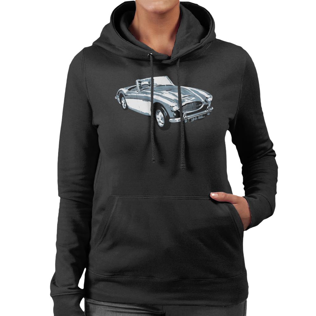 Austin Healey 100 Six British Motor Heritage Women's Hooded Sweatshirt-ALL + EVERY