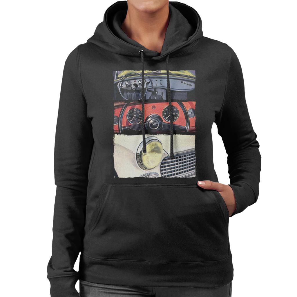 Austin Healey Montage British Motor Heritage Women's Hooded Sweatshirt-ALL + EVERY