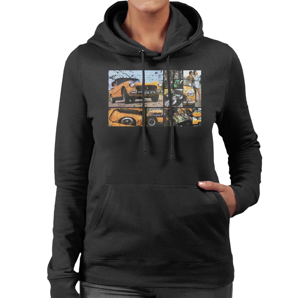 Austin Healey Sprite Mark IV Montage British Motor Heritage Women's Hooded Sweatshirt-ALL + EVERY