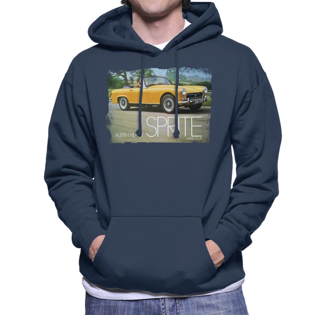 Austin Healey Sprite Mark IV Yellow British Motor Heritage Men's Hooded Sweatshirt-ALL + EVERY