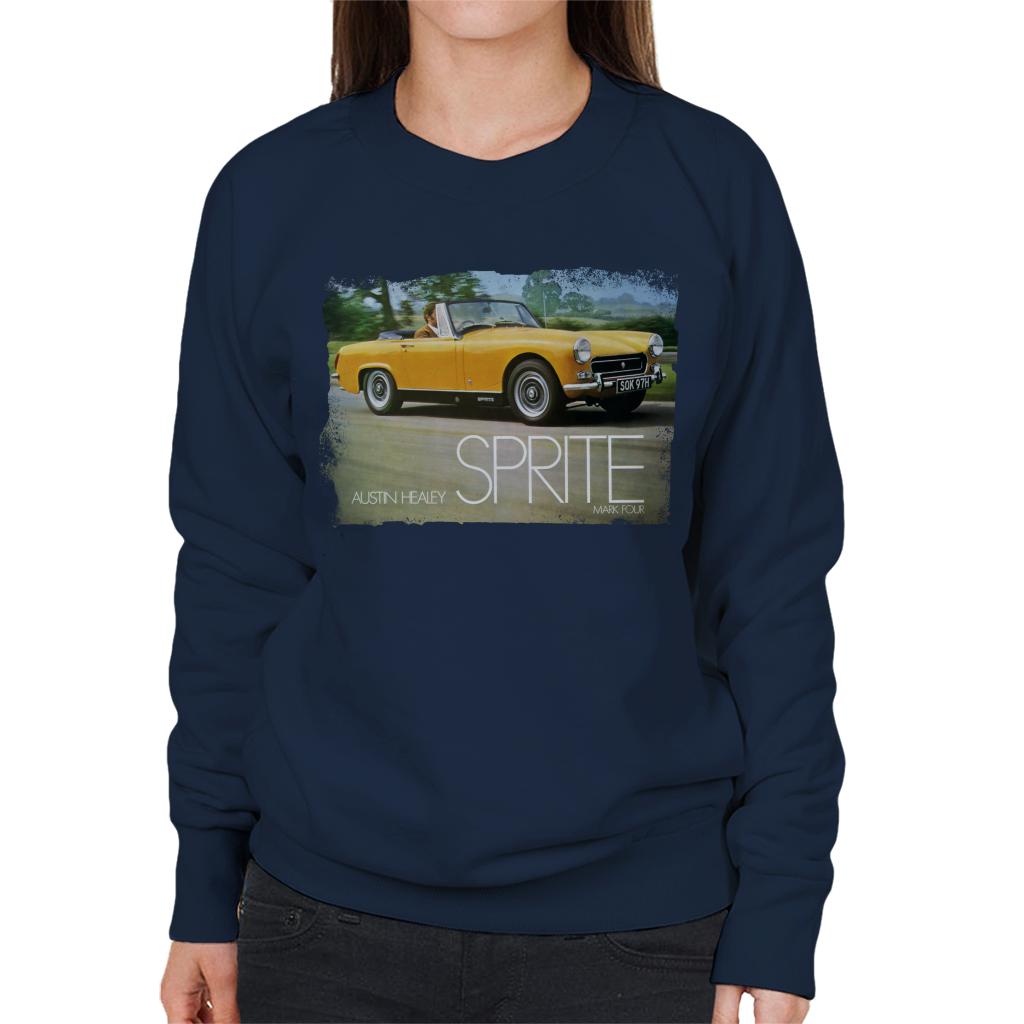 Austin Healey Sprite Mark IV Yellow British Motor Heritage Women's Sweatshirt-ALL + EVERY