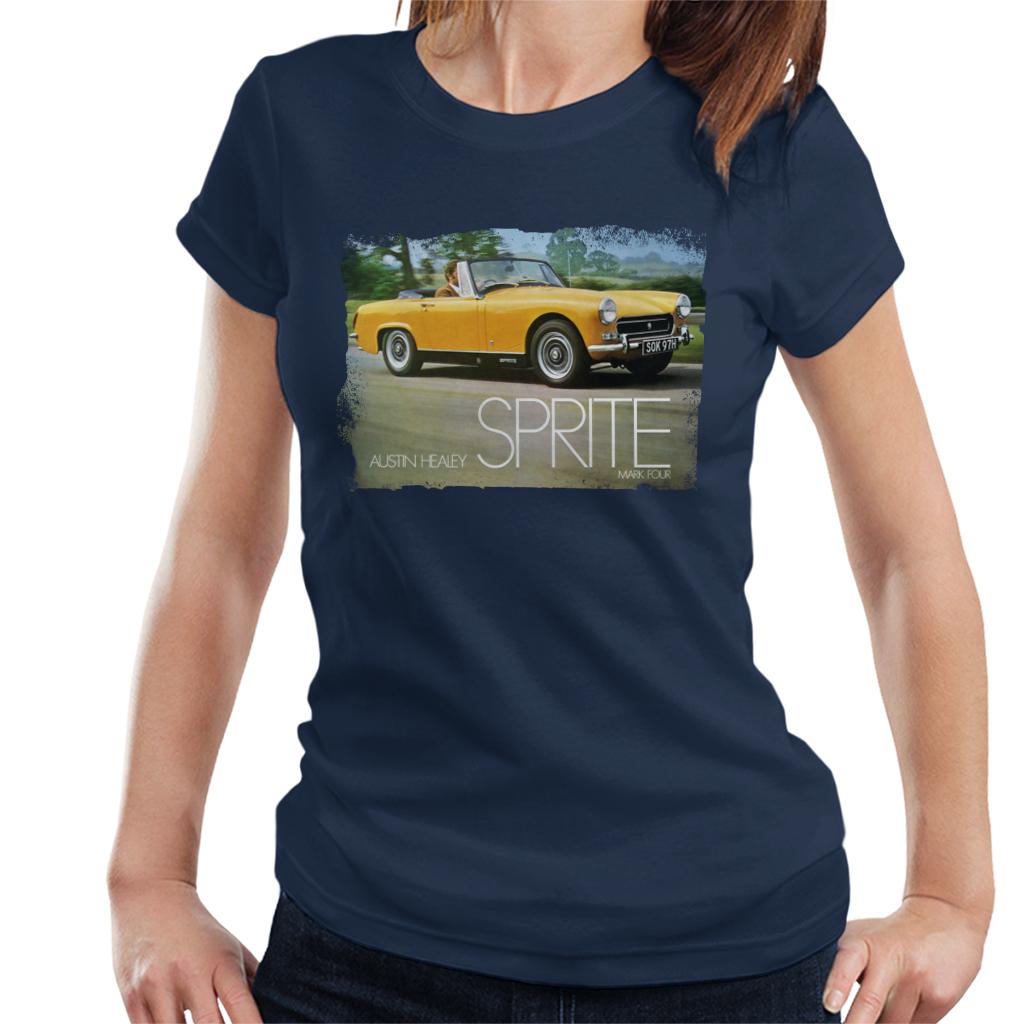 Austin Healey Sprite Mark IV Yellow British Motor Heritage Women's T-Shirt-ALL + EVERY