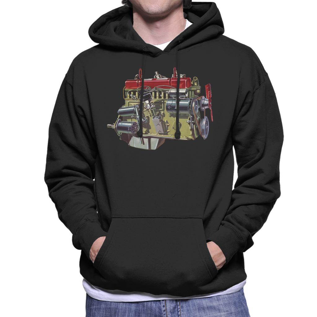 Austin Healey Side View Of Engine British Motor Heritage Men's Hooded Sweatshirt-ALL + EVERY