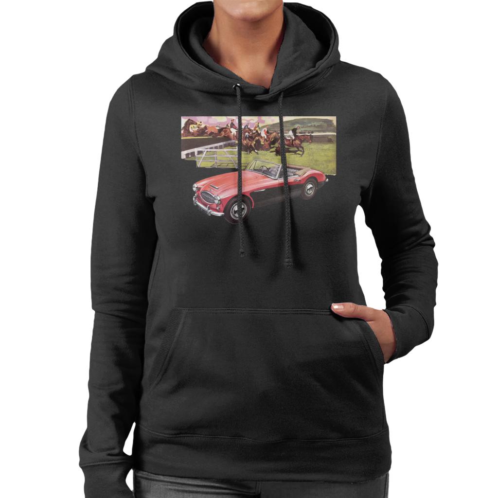 Austin Healey Sports Horses Jump British Motor Heritage Women's Hooded Sweatshirt-ALL + EVERY