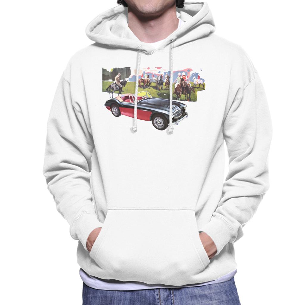 Austin Healey Background Of Sport Horses British Motor Heritage Men's Hooded Sweatshirt-ALL + EVERY