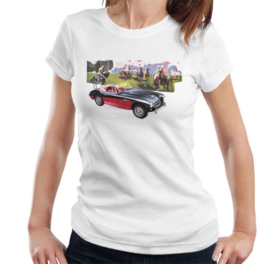 Austin Healey Background Of Sport Horses British Motor Heritage Women's T-Shirt-ALL + EVERY