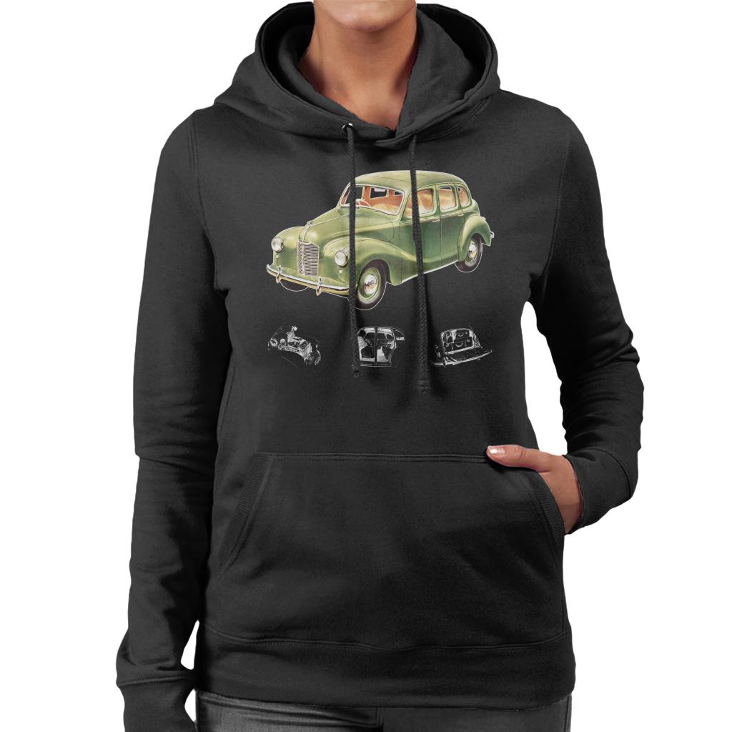 Austin X Ray Interior British Motor Heritage Women's Hooded Sweatshirt-ALL + EVERY