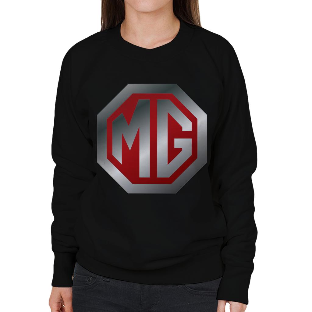 MG Shiny Red And Chrome Logo British Motor Heritage Women's Sweatshirt-ALL + EVERY