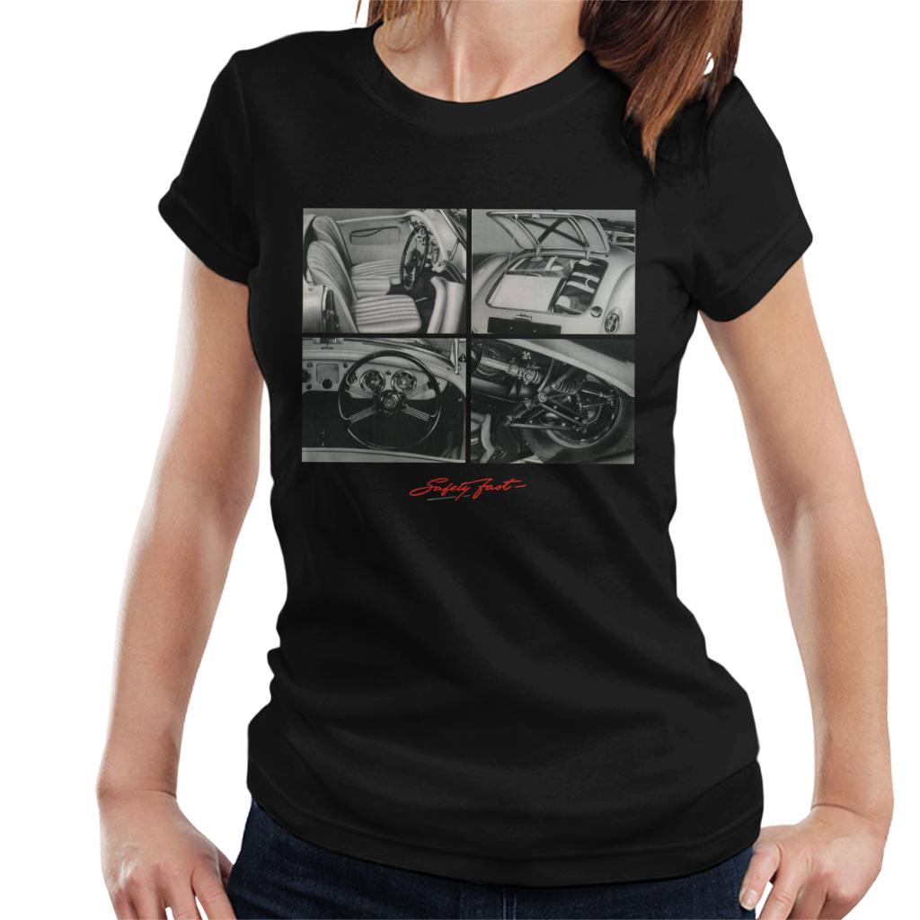 MG Safety Fast Montage British Motor Heritage Women's T-Shirt-ALL + EVERY