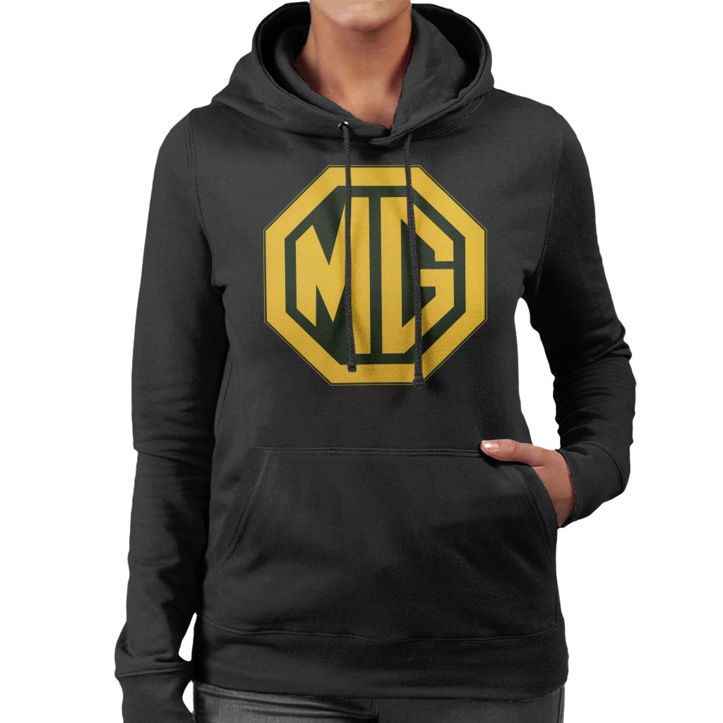 MG Gold Logo British Motor Heritage Women's Hooded Sweatshirt-ALL + EVERY