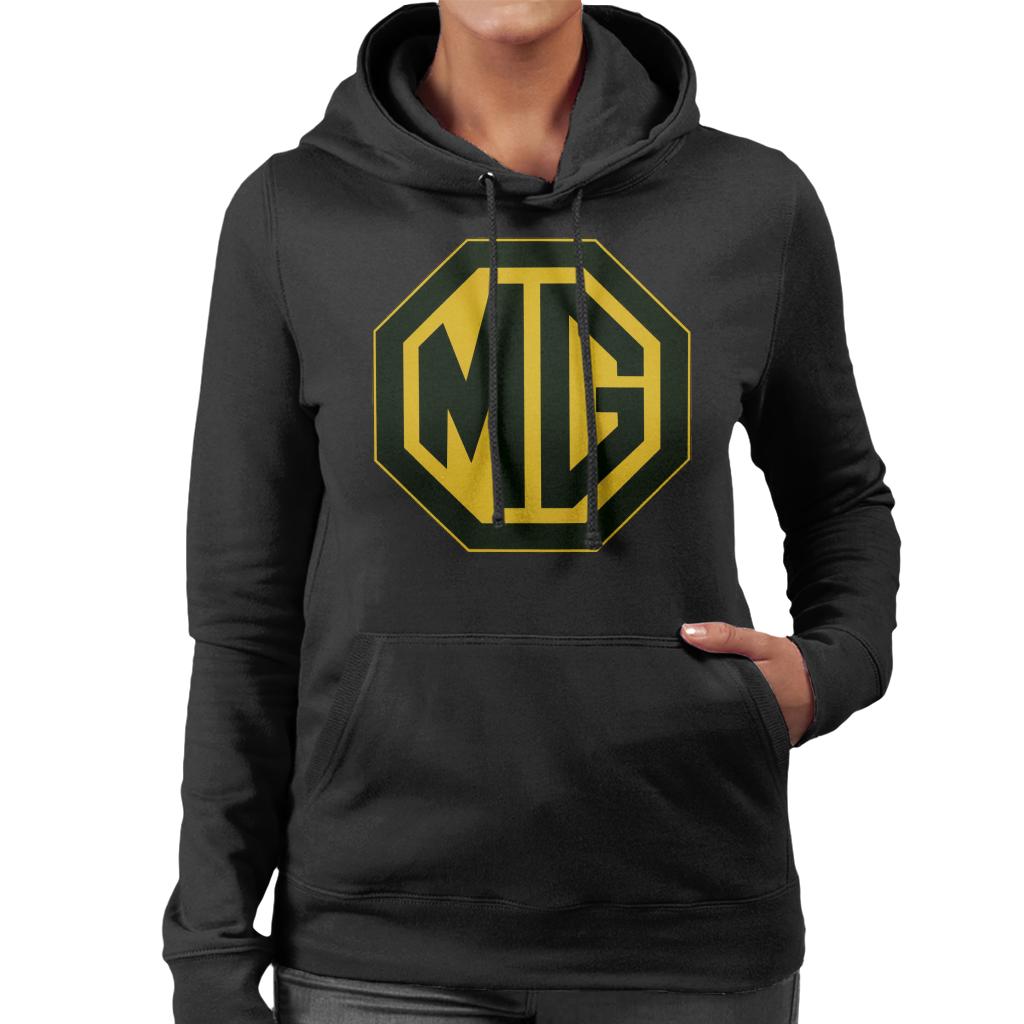 MG Black And Gold Logo British Motor Heritage Women's Hooded Sweatshirt-ALL + EVERY