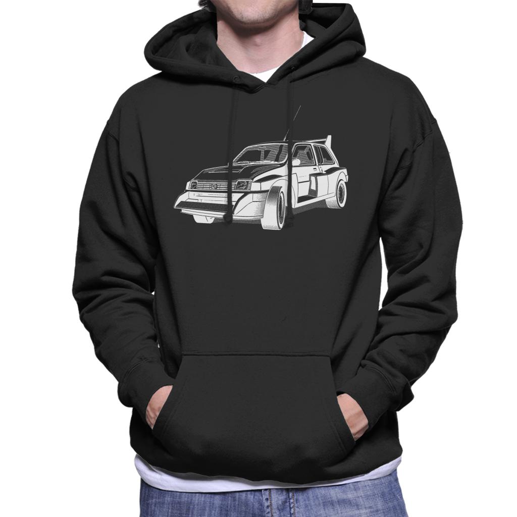 MG Metro 6R4 Black And White British Motor Heritage Men's Hooded Sweatshirt-ALL + EVERY