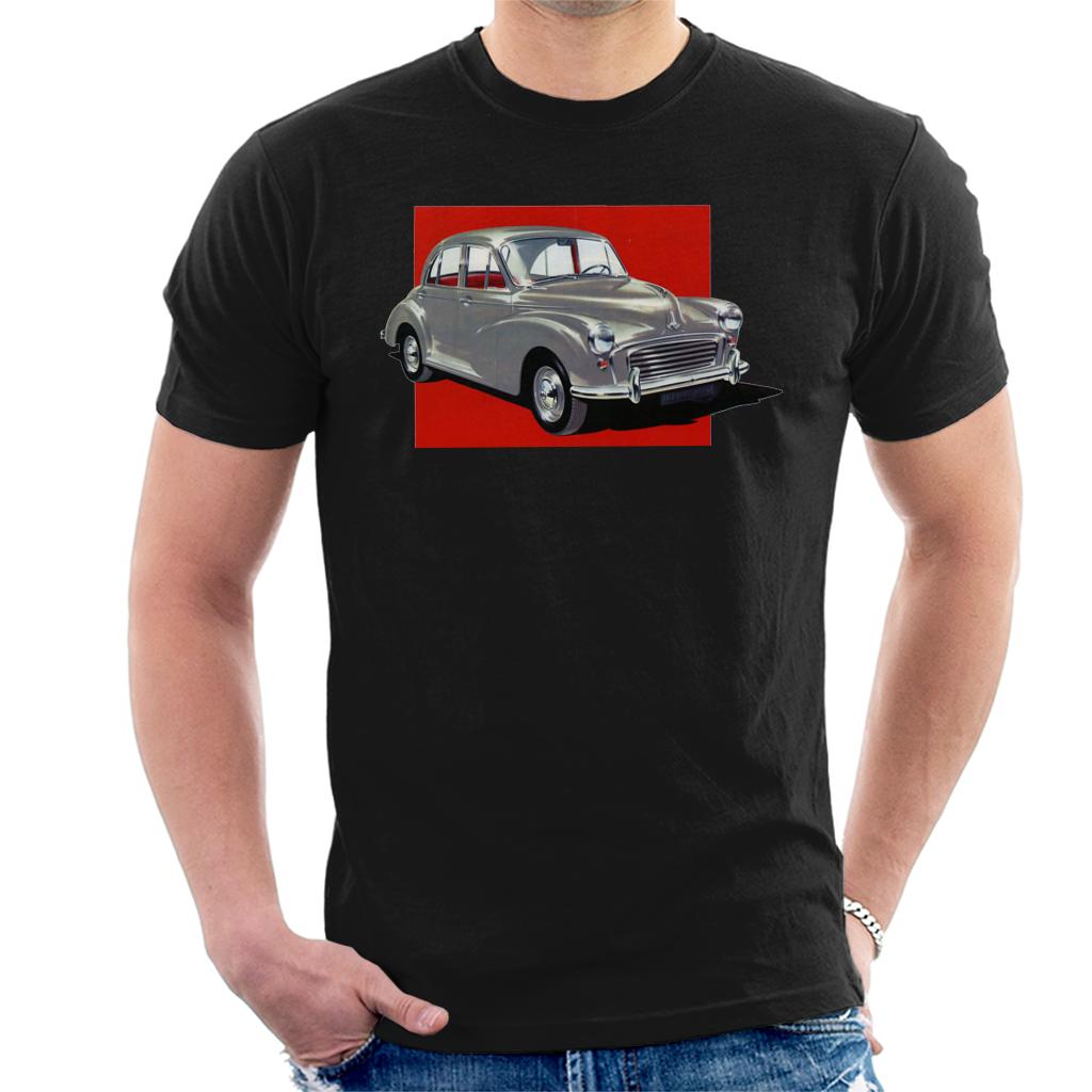 Morris Minor Red Background British Motor Heritage Men's T-Shirt-ALL + EVERY