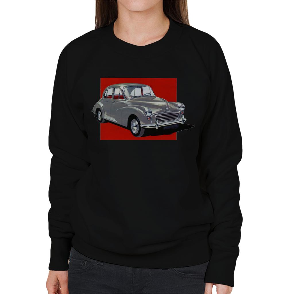 Morris Minor Red Background British Motor Heritage Women's Sweatshirt-ALL + EVERY