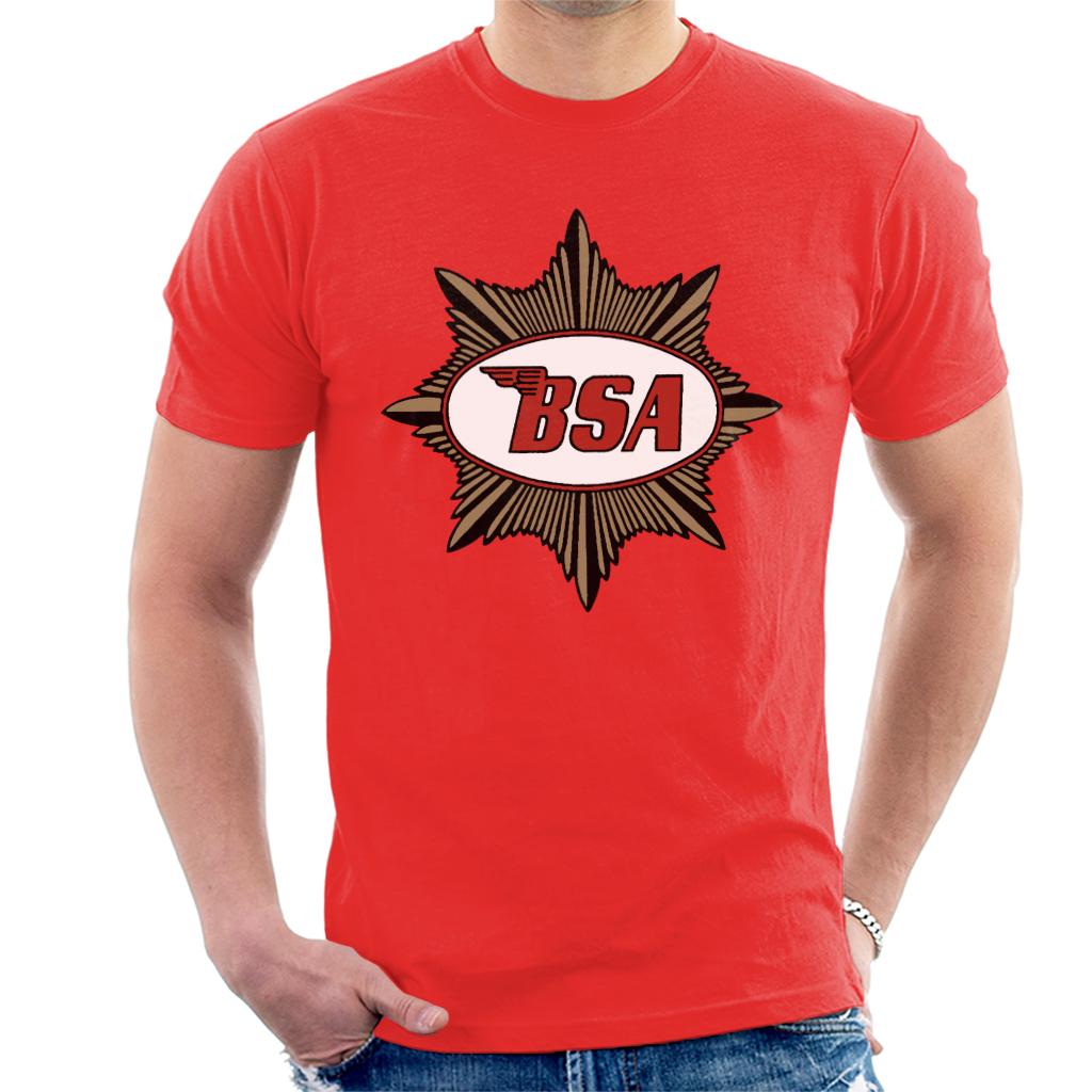 BSA Red Logo Gold Badge Men's T-Shirt-ALL + EVERY