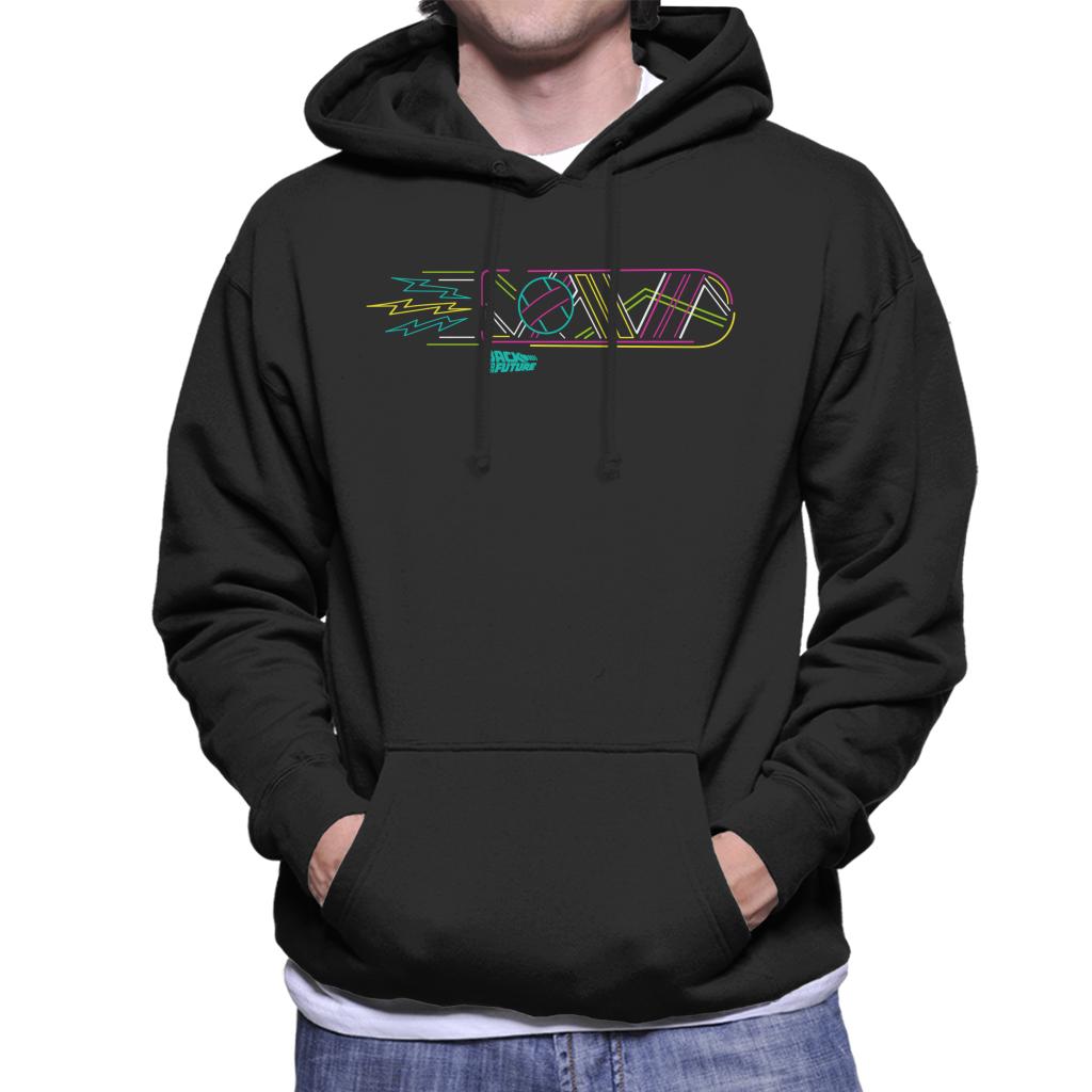 Back to the Future Neon Hoverboard Outline Men's Hooded Sweatshirt-ALL + EVERY