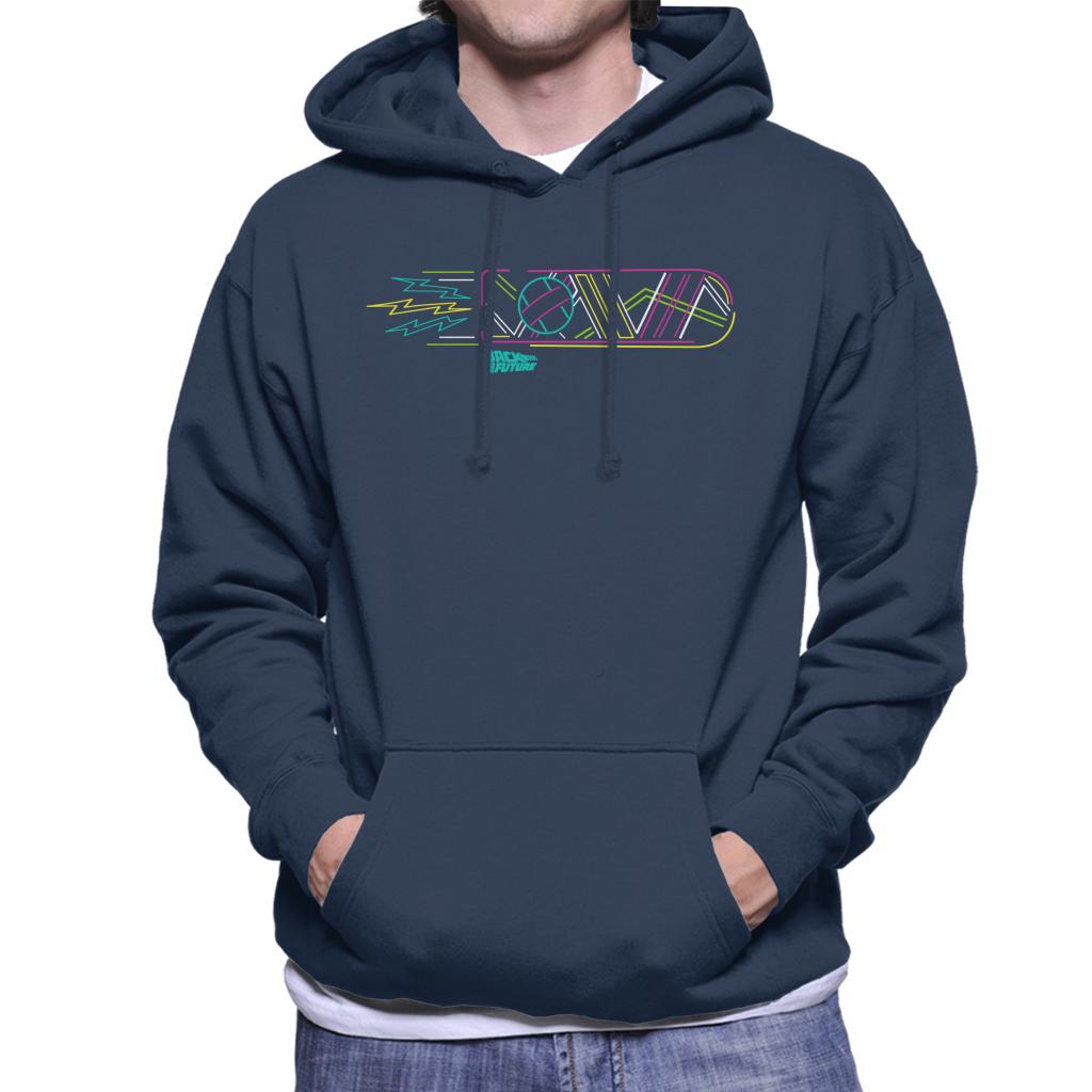 Back to the Future Neon Hoverboard Outline Men's Hooded Sweatshirt-ALL + EVERY