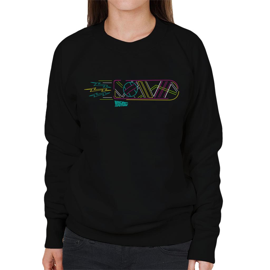 Back to the Future Neon Hoverboard Outline Women's Sweatshirt-ALL + EVERY