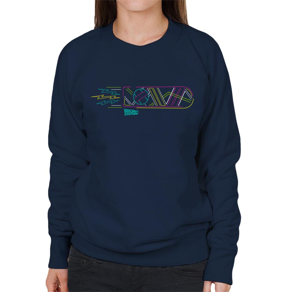 Back to the Future Neon Hoverboard Outline Women's Sweatshirt-ALL + EVERY