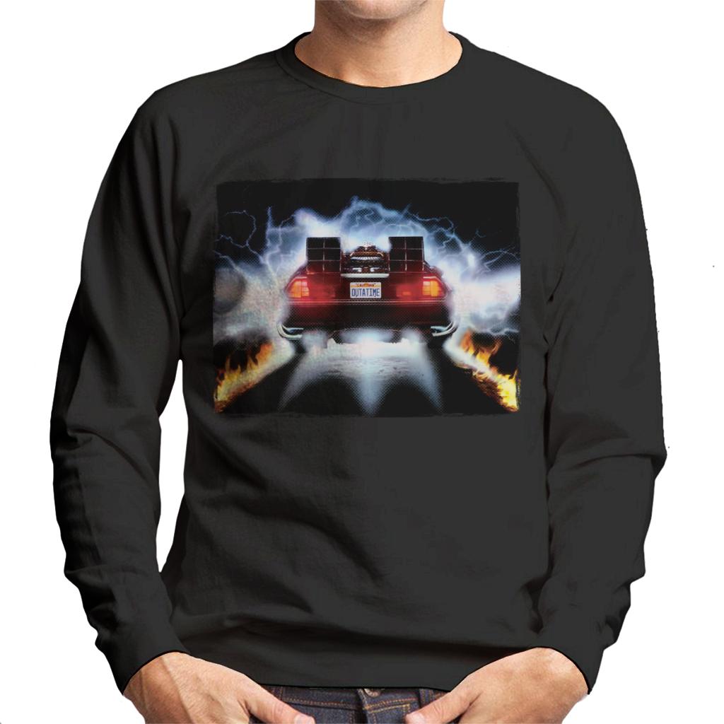 Back to the Future Delorean Taking Off For Time Travel Men's Sweatshirt-ALL + EVERY