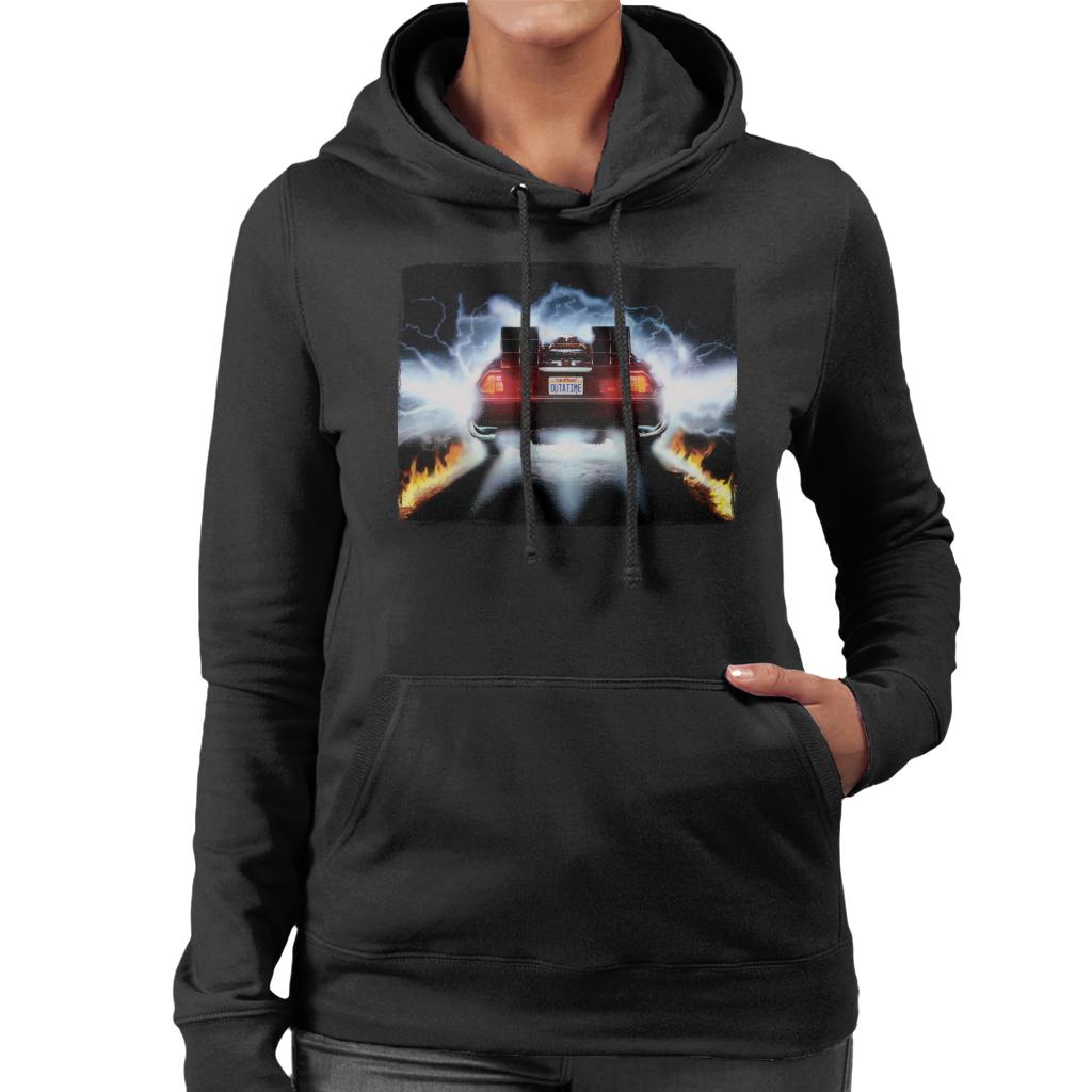 Back to the Future Delorean Taking Off For Time Travel Women's Hooded Sweatshirt-ALL + EVERY