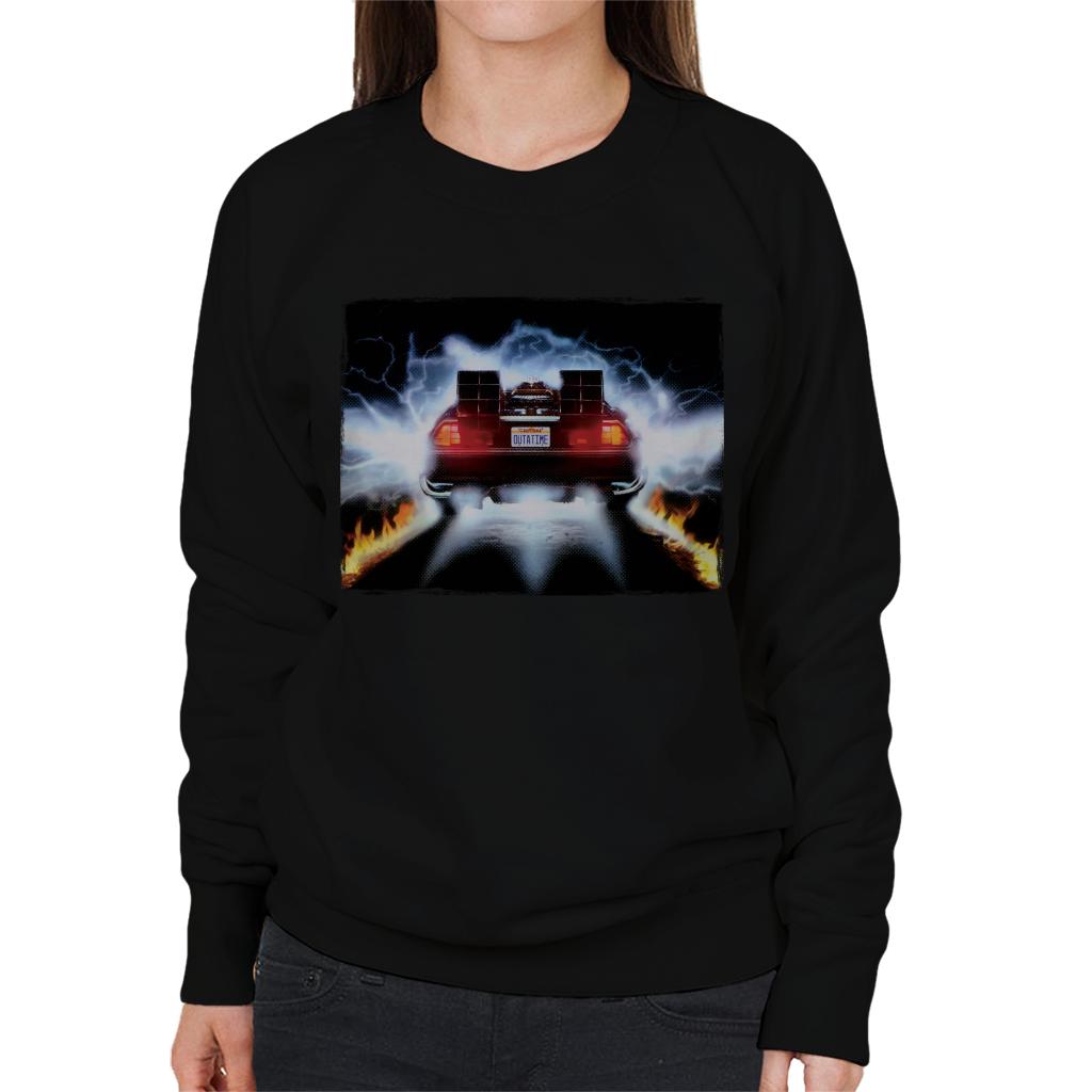 Back to the Future Delorean Taking Off For Time Travel Women's Sweatshirt-ALL + EVERY