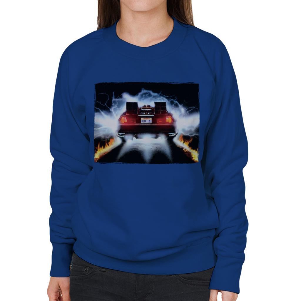 Back to the Future Delorean Taking Off For Time Travel Women's Sweatshirt-ALL + EVERY