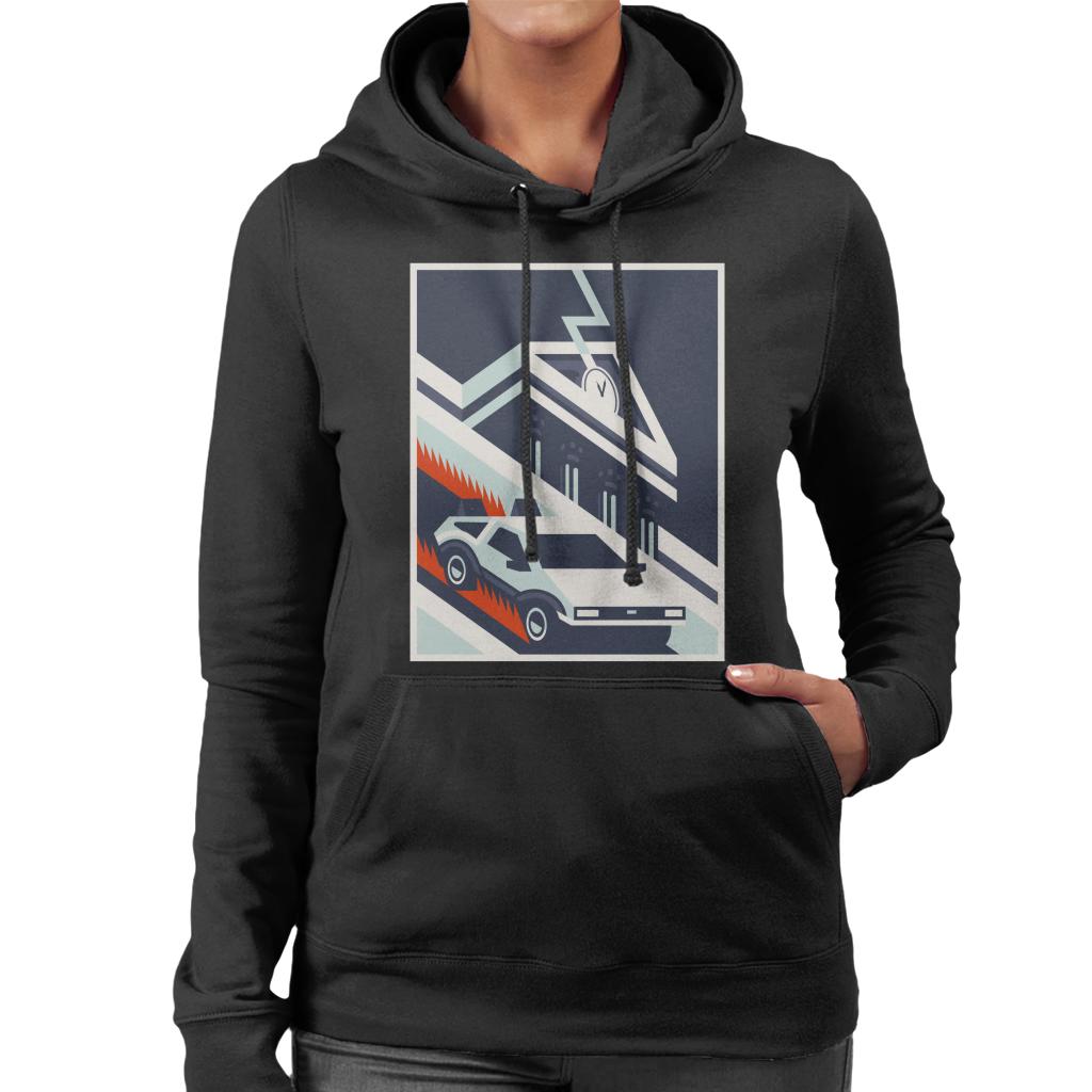 Back to the Future Delorean By Hill Valley Women's Hooded Sweatshirt-ALL + EVERY