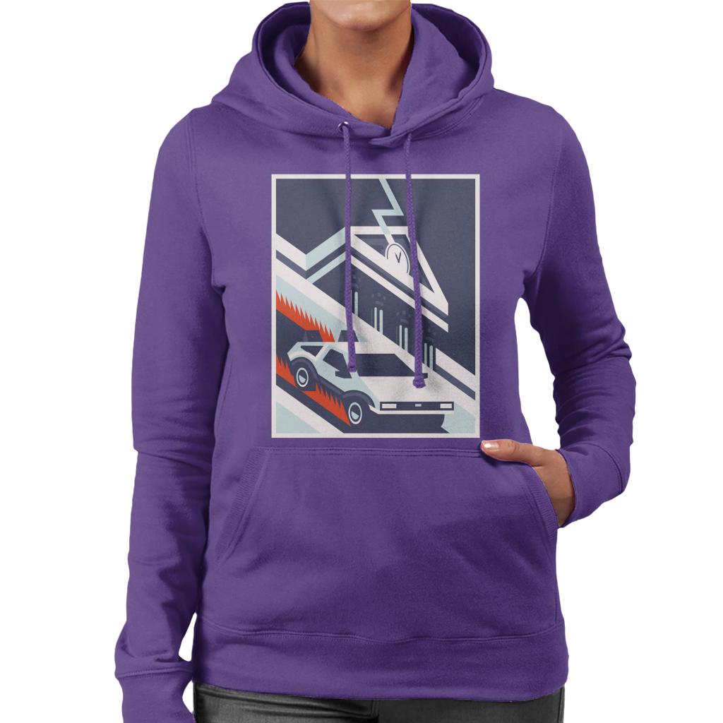 Back to the Future Delorean By Hill Valley Women's Hooded Sweatshirt-ALL + EVERY