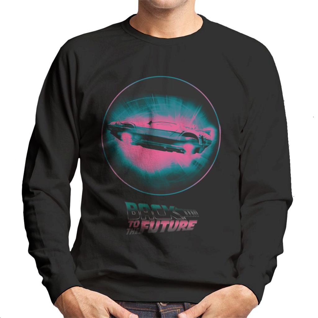 Back to the Future Delorean Flying Pink Haze Men's Sweatshirt-ALL + EVERY