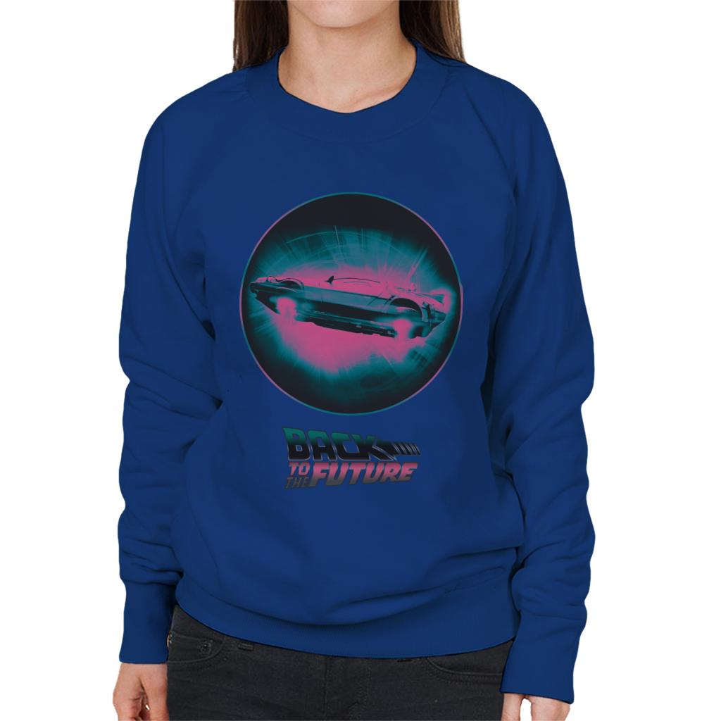 Back to the Future Delorean Flying Pink Haze Women's Sweatshirt-ALL + EVERY