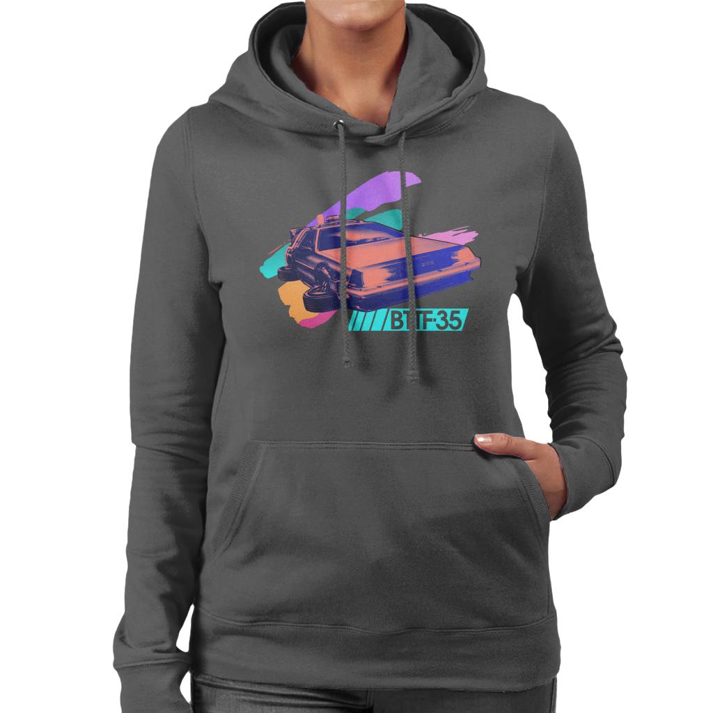 Back to the Future 35th Anniversary Delorean Flying Women's Hooded Sweatshirt-ALL + EVERY