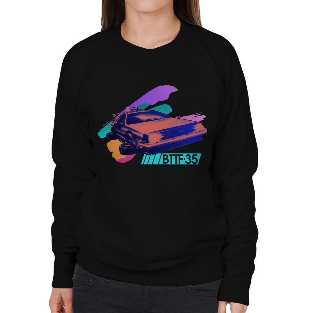 Back to the Future 35th Anniversary Delorean Flying Women's Sweatshirt-ALL + EVERY