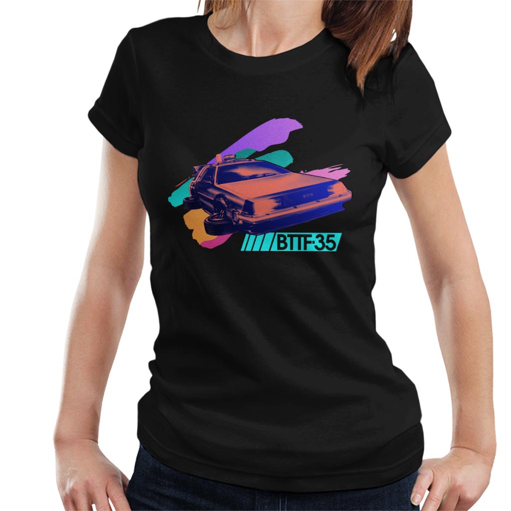 Back to the Future 35th Anniversary Delorean Flying Women's T-Shirt-ALL + EVERY