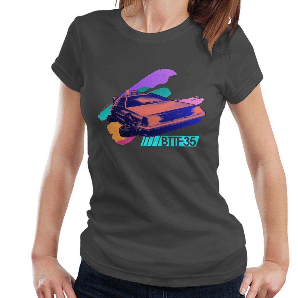 Back to the Future 35th Anniversary Delorean Flying Women's T-Shirt-ALL + EVERY