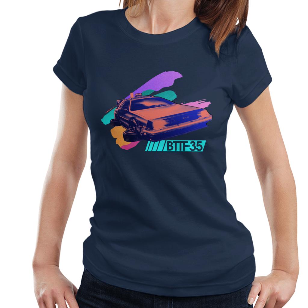 Back to the Future 35th Anniversary Delorean Flying Women's T-Shirt-ALL + EVERY