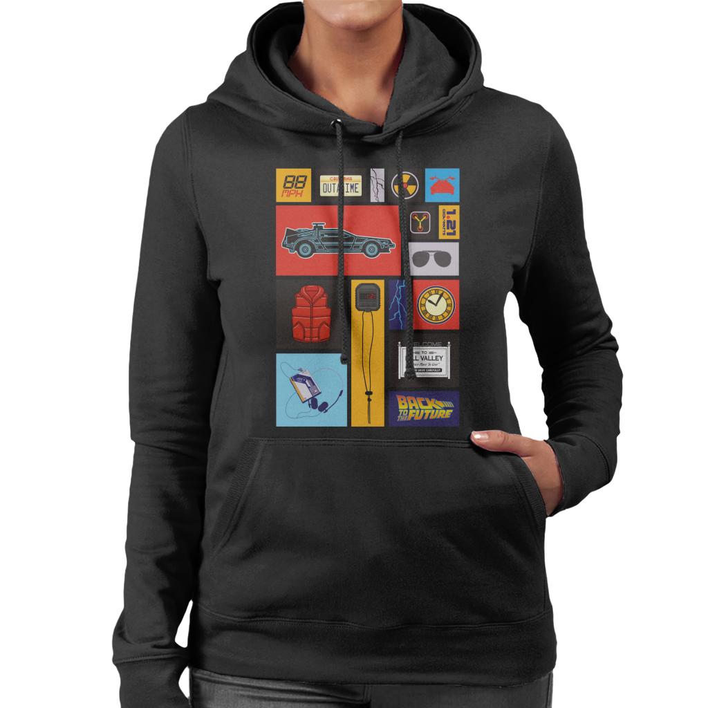 Back to the Future Tile Montage Women's Hooded Sweatshirt-ALL + EVERY