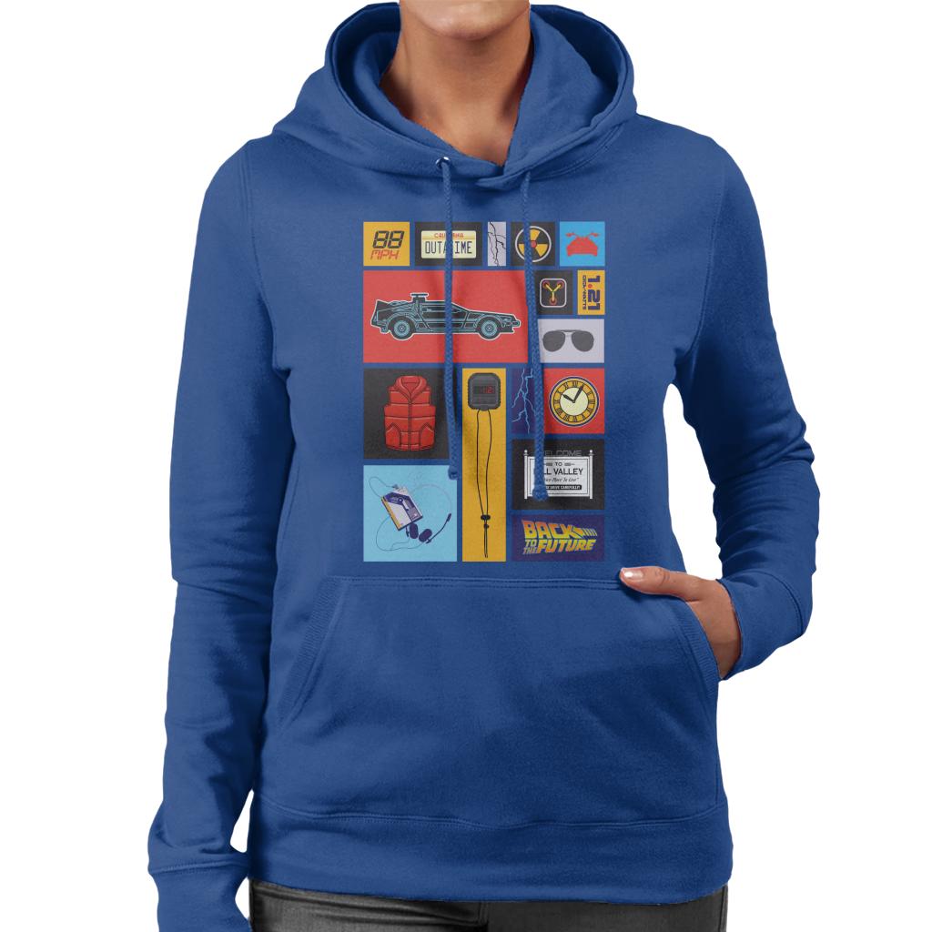 Back to the Future Tile Montage Women's Hooded Sweatshirt-ALL + EVERY