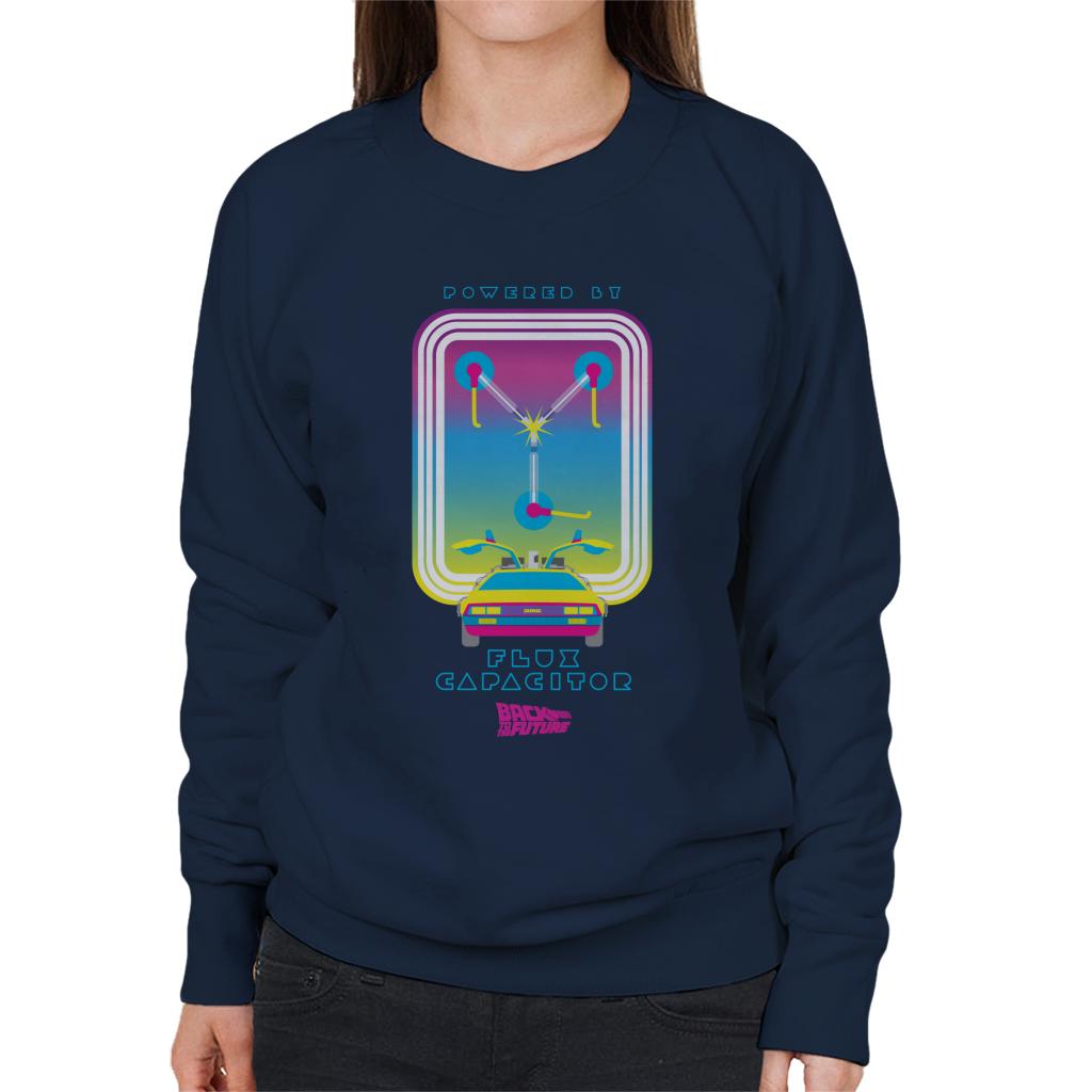 Back to the Future DMC Delorean Flux Capacitor Gradient Women's Sweatshirt-ALL + EVERY