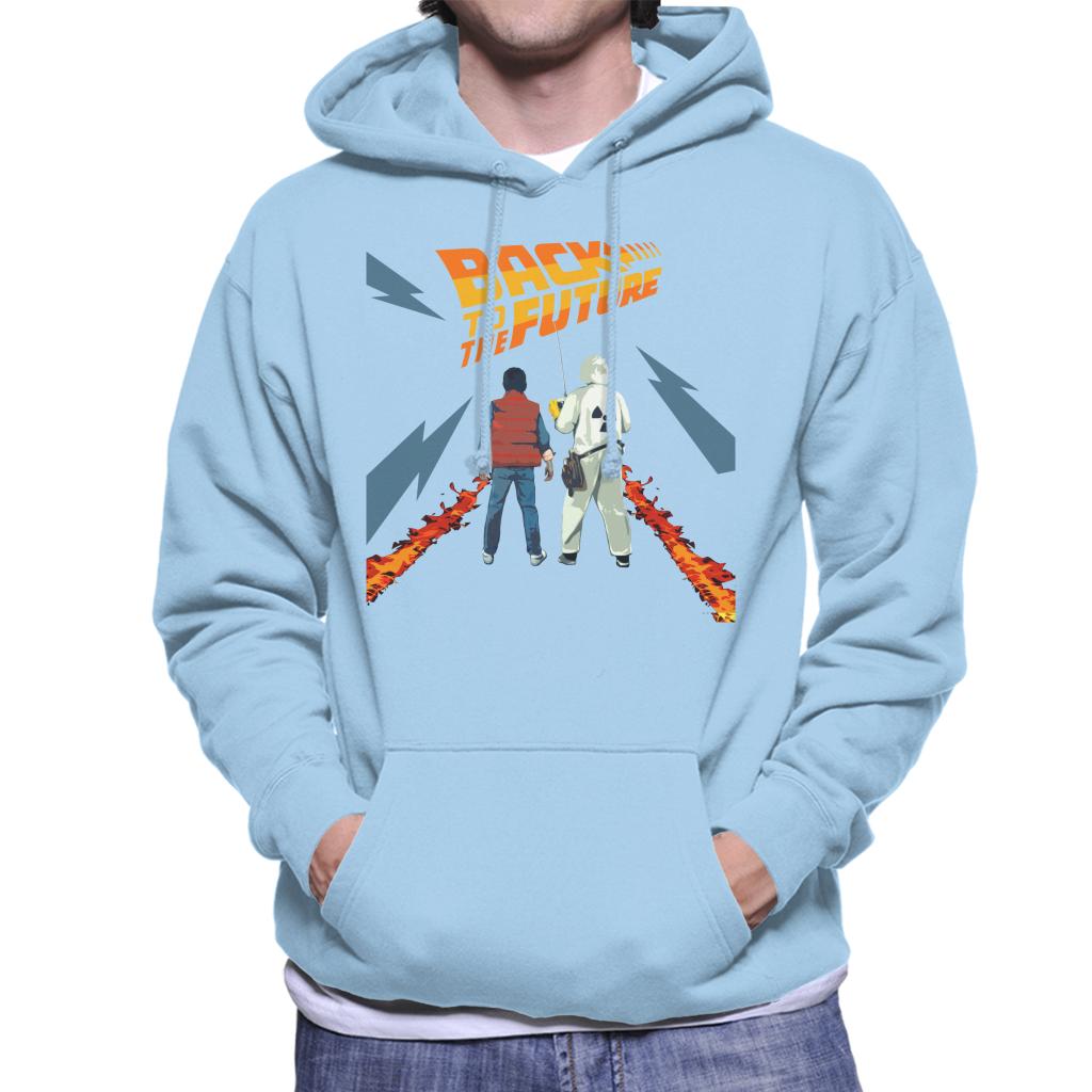 Back to the Future Delorean Fire Trail Marty And Doc Men's Hooded Sweatshirt-ALL + EVERY