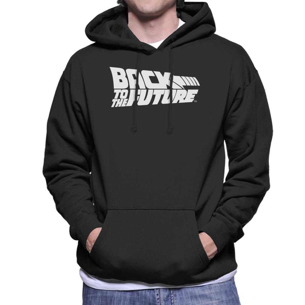 Back to the Future White Logo Men's Hooded Sweatshirt-ALL + EVERY